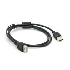 Кабель USB 2.0 AM/AF, 1,0m, 1 ферит, чорний, Пакет Q500
