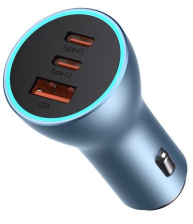 Автомобільний зарядний пристрій  Baseus Golden Contactor Pro Triple Fast Charger 65W Blue (CGJP010003)