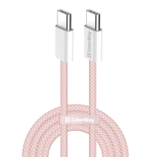 Кабель  ColorWay USB Type-C + USB Type-C (M/M), 3.0 А, 1 м, Pink (CW-CBPDCC061-P)
