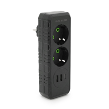 Розетка трійник із заземленням F103-Black, 2 розетки+2USB+1Type-C, 2500W, 10A, 110-250V~Max, Blister