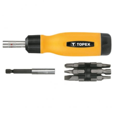 Викрутка реверсивна Topex з власником, набір в футлярах 14 шт. (39D518)