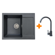 Мийка кухонна ADAMANT Minimal графіт c сифоном Nova + кухонний змішувач