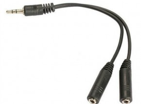 Аудіокабель ATcom (16850) 3.5мм/2x 3.5(мама) 0.1м.