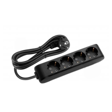 Мережевий подовжувач Panasonic X-tendia із заземленням 4 гнізда, 3 м, з захистними шторками, чорний