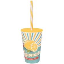 Стакан з трубочкою HEREVIN СТАКАН З/ТР Lemonade плоск. кршк. 0.65 л пл. (161948-027)