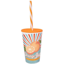 Стакан з трубочкою HEREVIN  Orange Juice плоск. кршк. 0.65 л пл. (161948-028)