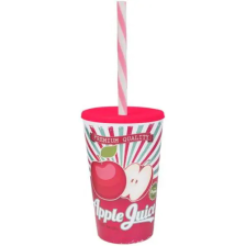Стакан з трубочкою HEREVIN  Apple Juice плоск. кршк. 0.65 л пл. (161948-026)