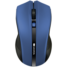 Миша CANYON 2.4GHz wireless Optical Mouse with 4 buttons, DPI 800/1200/1600, Blue, 122*69*40mm, 0.067kg