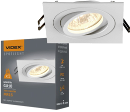 Світильник точковий  Videx під лампу GU10 врізний Квадрат Білий (VL-SPF08S-W)