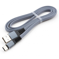 Кабель USB Vinga (VCPDCTCFNB1GR) USB 2.0 AM to Type-C 1m flat nylon gray 