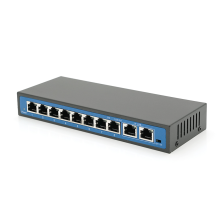 Комутатор  POE 48V з 8 портами POE 100Мбіт + 2 порт Ethernet (UP-Link) 100Мбіт, корпус – метал, Black, БП в ком