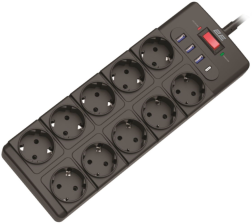 Мережевий фільтр  2E SP10M3USBBK 10/3m 4xUSB Black (2E-SP10M3USBBK)