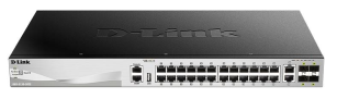 Комутатор D-Link DGS-3130-30TS 24xGE, 4x1GE/SFP, 2x10GE, 4xSFP+ 10G, L3, Stackable DGS-3130-30TS