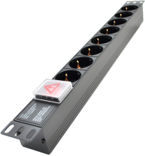 Силовий блок  19" 8 розеток, без кабеля, вимикач, алюм. корпус Pipo (PP8PDUGRC14)