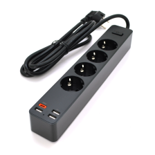 Мережевий фільтр  KSC-717 Zhengya series на 4 розетки + 4 USB виходи 4000W, 1.8m, Black