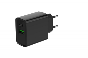 Зарядний пристрій  Gembird USB+Type-C 20W Black