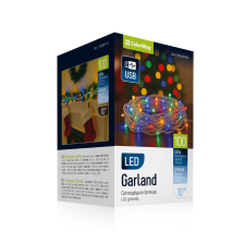  Світлодіодна гірлянда СolorWay LED 100 10м (8 функцій) різнокольорова (прозорий кабель) USB