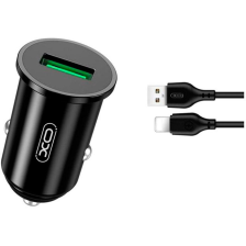 Автомобільний зарядний пристрій XO USB QC3.0 18W + cable USB to Lightning black (TZ12-L-BK)