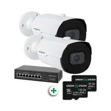 Комплект відеоспостереження Green Vision з функцією розпізнавання автомобільних номерів на 2 IP камери GV-801