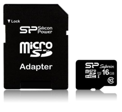 Карта пам'яті  Silicon Power 16Gb microSDHC UHS-I class 10 (SP016GBSTHBU1V10SP)