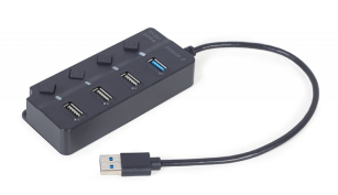 USB концентратор (Hub)  3.1 Gembird 4 Port (1xUSB3.1 + 3xUSB2.0) з вимикачами