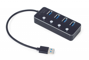 USB концентратор (Hub)  3.0 Gembird 4 Port з вимикачами