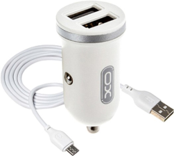 Автомобільний зарядний пристрій XO 2xUSB 2.1A + cable USB to Micro 5P white (TZ08-M-WH)